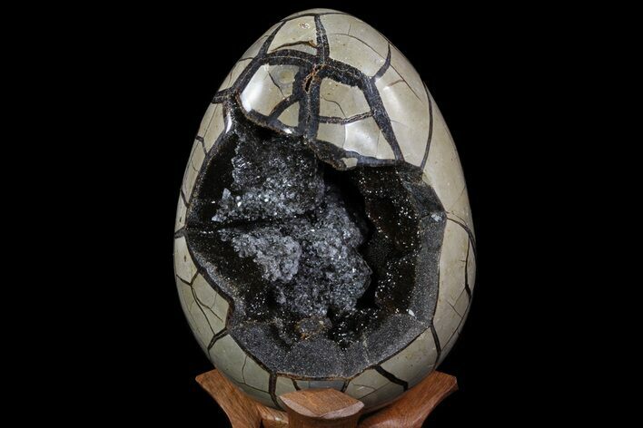 Septarian Dragon Egg Geode - Black Crystals #71832
